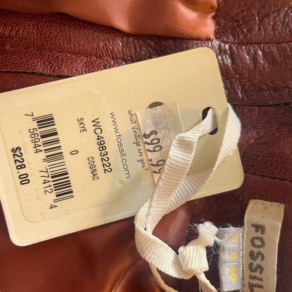 Fossil Leather Mini Patchwork Skirt Size 0 - Picture 2 of 2